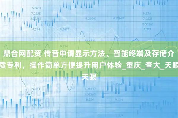 鼎合网配资 传音申请显示方法、智能终端及存储介质专利，操作简单方便提升用户体验_重庆_查大_天眼